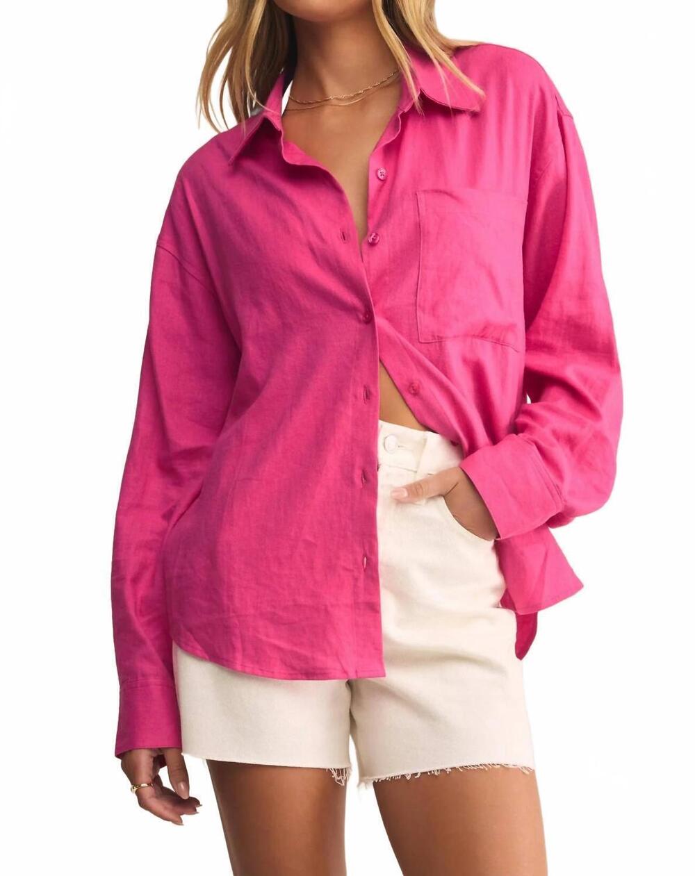 NEW Z SUPPLY alfie button up shirt in island pink